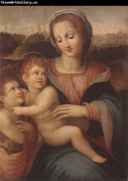 Francesco Brina The madonna and child with the infant saint john the baptist